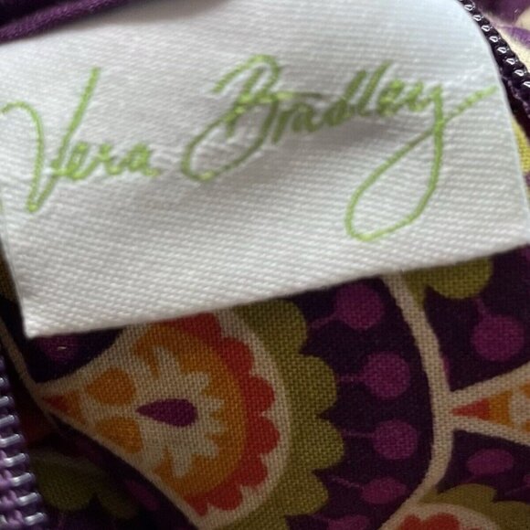 Vera Bradley Crossbody Purse Bag Carryall Plum Crazy Zipper Front Pocket - Picture 10 of 11